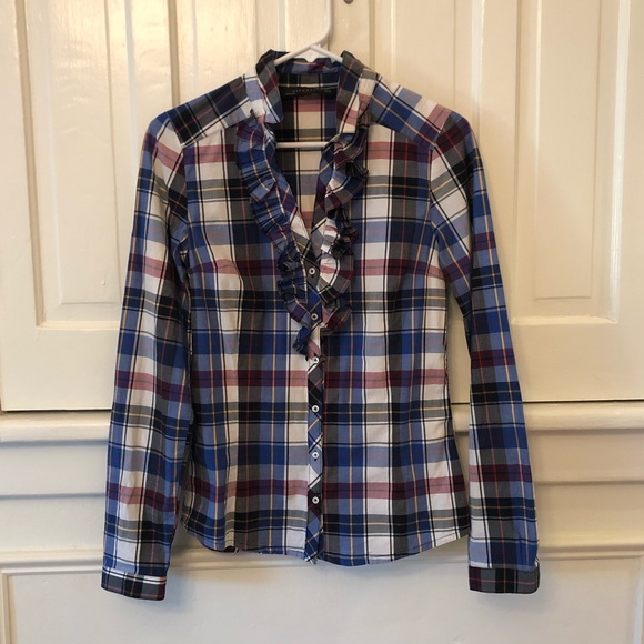 Zara Tops - Zara Button Up Plaid Top